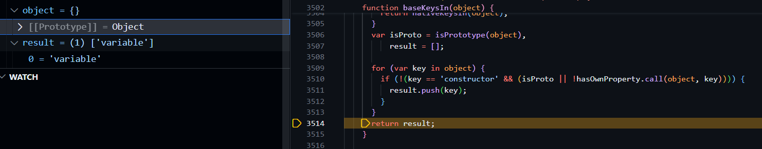 compiled source with the injected variable payload
