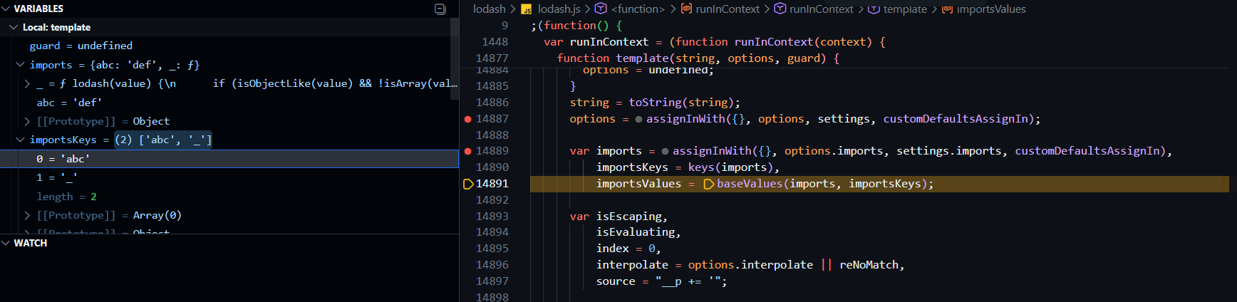 imports key flowing through to the local imports object