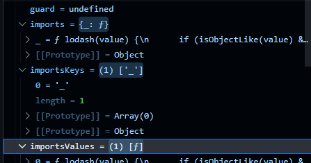 default imports object with the _ key
